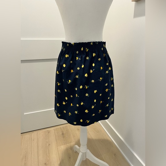 J. Crew Navy & Lemons Cotton Linen Skirt with Pockets paper bag waist 6 - Picture 6 of 11